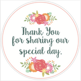 Coral "Thank You For Sharing Our Special Day" Lid Sticker (#11)