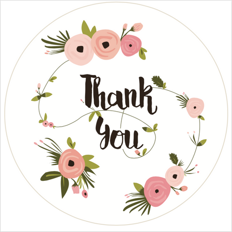 "Thank You" Floral Lid Sticker (#7)