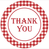 Red Gingham "Thank You" Lid Sticker (#16)