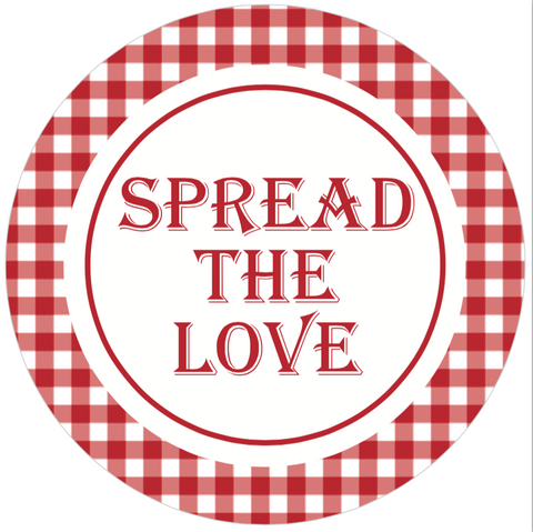 Red Gingham "Spread the Love" Lid Sticker (#15)